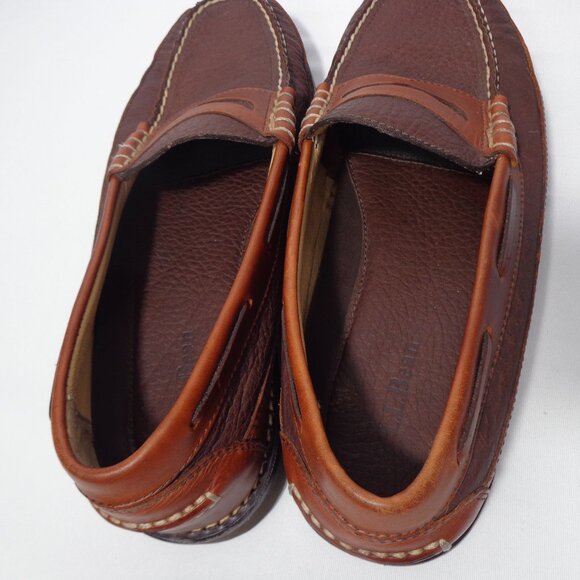 LL Bean Men’s Allagash Bison Handsewn Penny Loafers Leather Brown Size‎ 10 EE - Picture 5 of 7